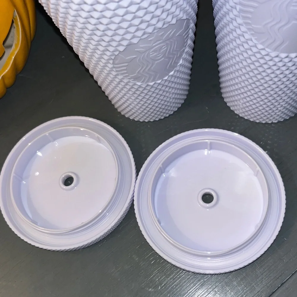 STARBUCKS SPRING 2024 WHITE STUDDED BLING VENTI & GRANDE 24oz / 16oz TUMBLER DUO